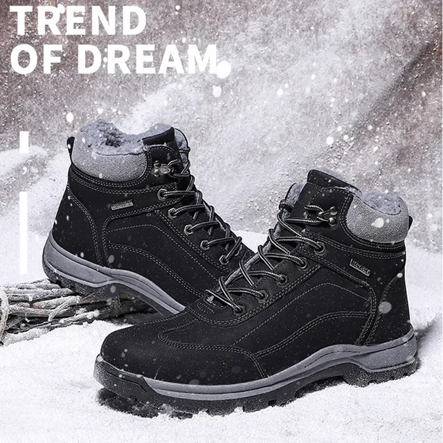 US $25.49 Winter snow boots men shoes 2019 lace-up anti-slip solid sneakers men boots casual shoes men ankle 