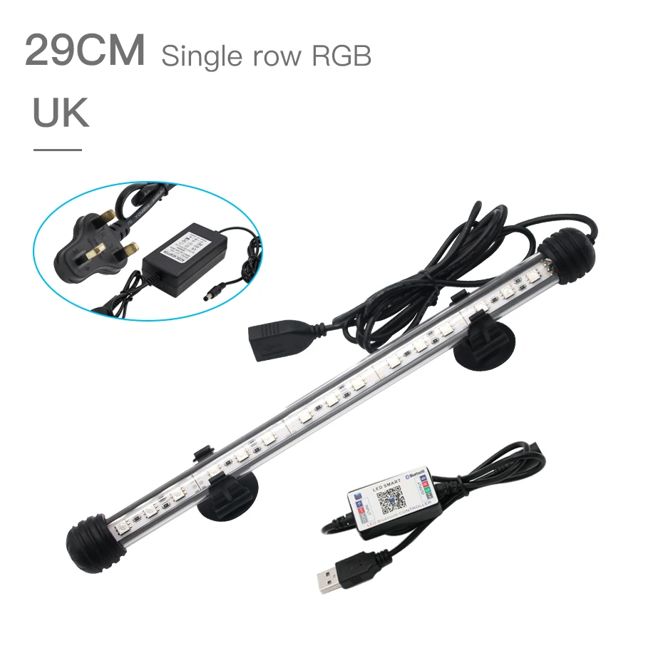 UK Plug 29CM Zhongji 19-59 см RGB аквариумные лампы, светодиодный светильник для аквариума, светодиодный светильник для аквариума - Цвет: UK Plug 29CM