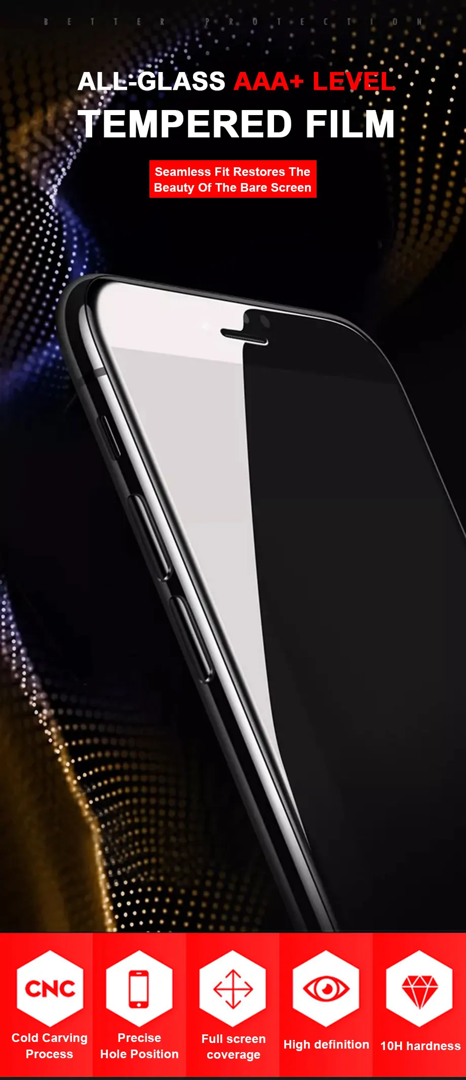 AAA+ Полное покрытие изогнутое Защитное стекло для iPhone 7 8 6 6s Plus защита экрана iPhone 11 Pro X Xr Xs Max закаленное стекло