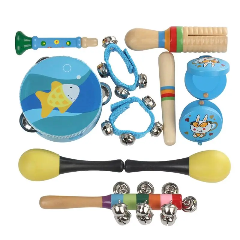 

10pcs Orff Musical Instruments Set Children Early Childhood Music Percussion Toy Combination Kindergarten Teaching Aids