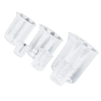 

5pcs Plastic Beaker Durable Graduated School Measuring Cup Chemistry Lab Beaker (50mL+100mL+250mL+500ml+1000mL)