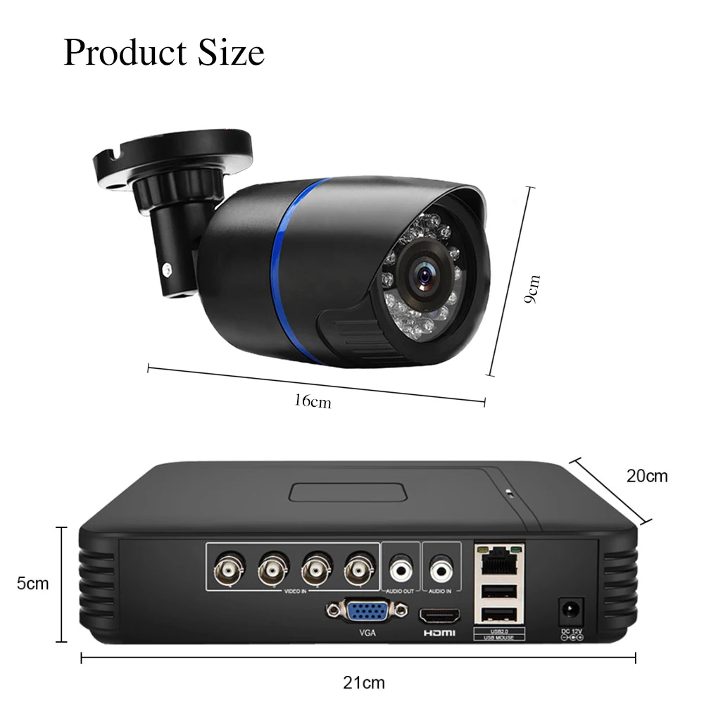 4CH 1080P камера видеонаблюдения системы безопасности DVR видео Sistema di Sorveglianza Esterna Impermeabile di telecamera di Sicurezza Kit