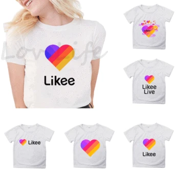 

Girls Women LIKEE T-Shirt Creative Art Design Tee Tops Boys Man Likee Live Printed Design T-shirt Cotton Cool Short Sleeve