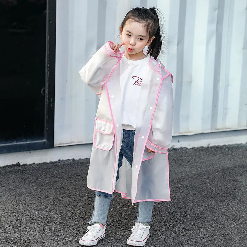 Kids Raincoat Cartoon Cute Rainwear Household Goods Children's Waterproof Poncho Transparent Travel Rain Coat EVA