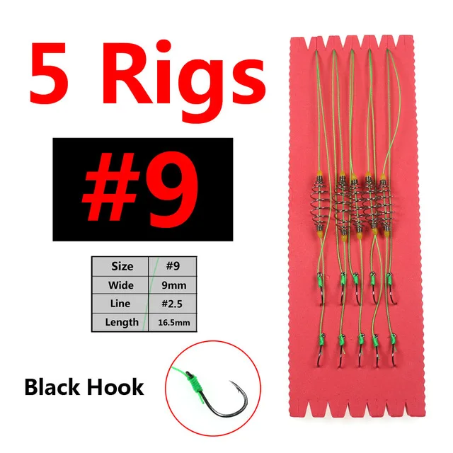 JIGEECARP 5 буровых установок/пена Карп держатель для удочки Rig обмотки челноки для хранения терминал набор инструментов крючок для ловли карпа Rig с УФ крючком черный крючок - Цвет: 5 Rigs 9 Black