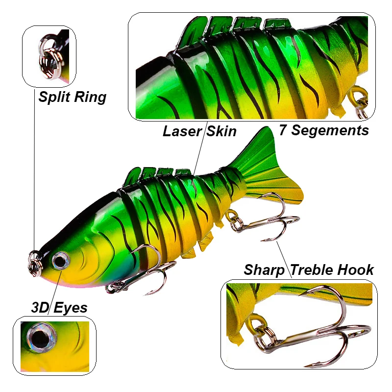 YUCONG 1PC Sinking Wobblers Fishing Lure 15g-9.5cm Jointed Swimbait Bass  Trolling Bait 7 Sections Artificial Hard Isca Pesca - AliExpress