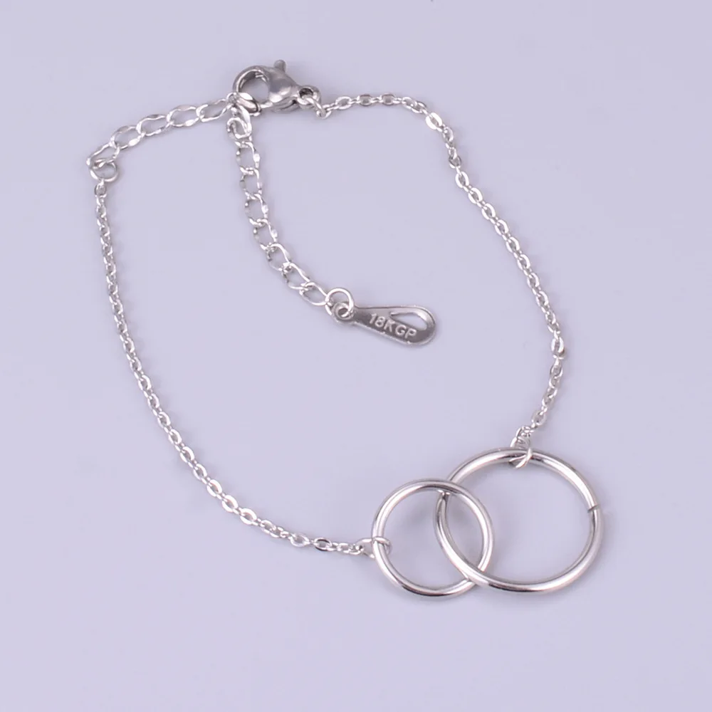 

Fashion Stainless Steel Double Circle Bracelet For Women Round Hand Chain Hand Accessories For Women