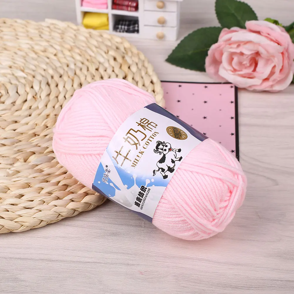 Light pink Вязаная теплая шапка для рук, зимний свитер из молочного хлопка, молочный хлопковый шарф 2,5 мм, плетение спиц - Цвет: Light pink