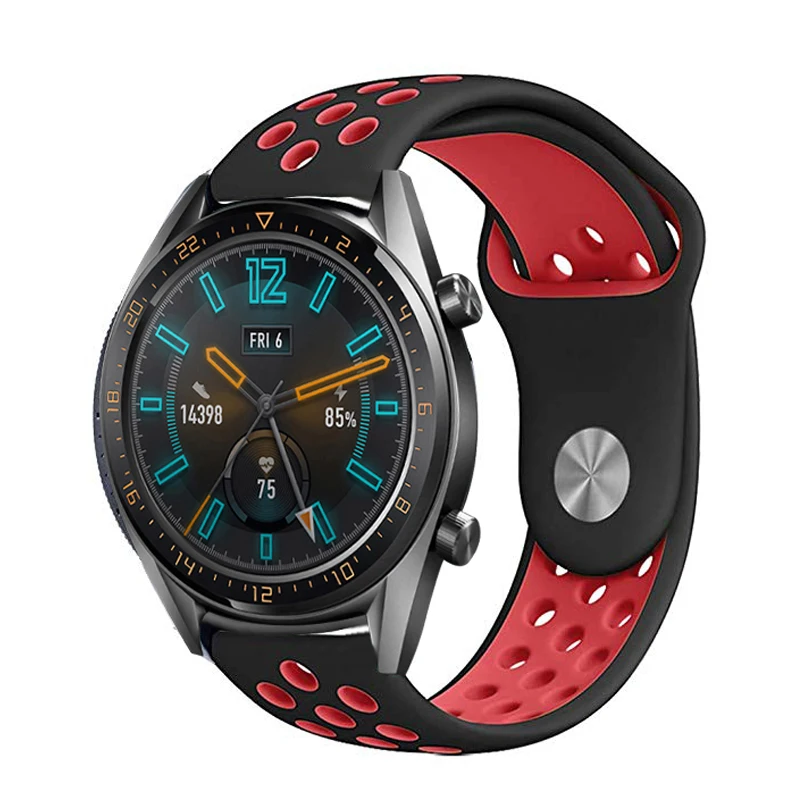 Спортивный Браслет Для huawei GT Watch Sttrap 22 мм мягкий резиновый ремешок для часов Galaxy Watch 46 мм gear S3 Amazfit 1 2 22 мм ремешки на запястье - Цвет ремешка: Black-red
