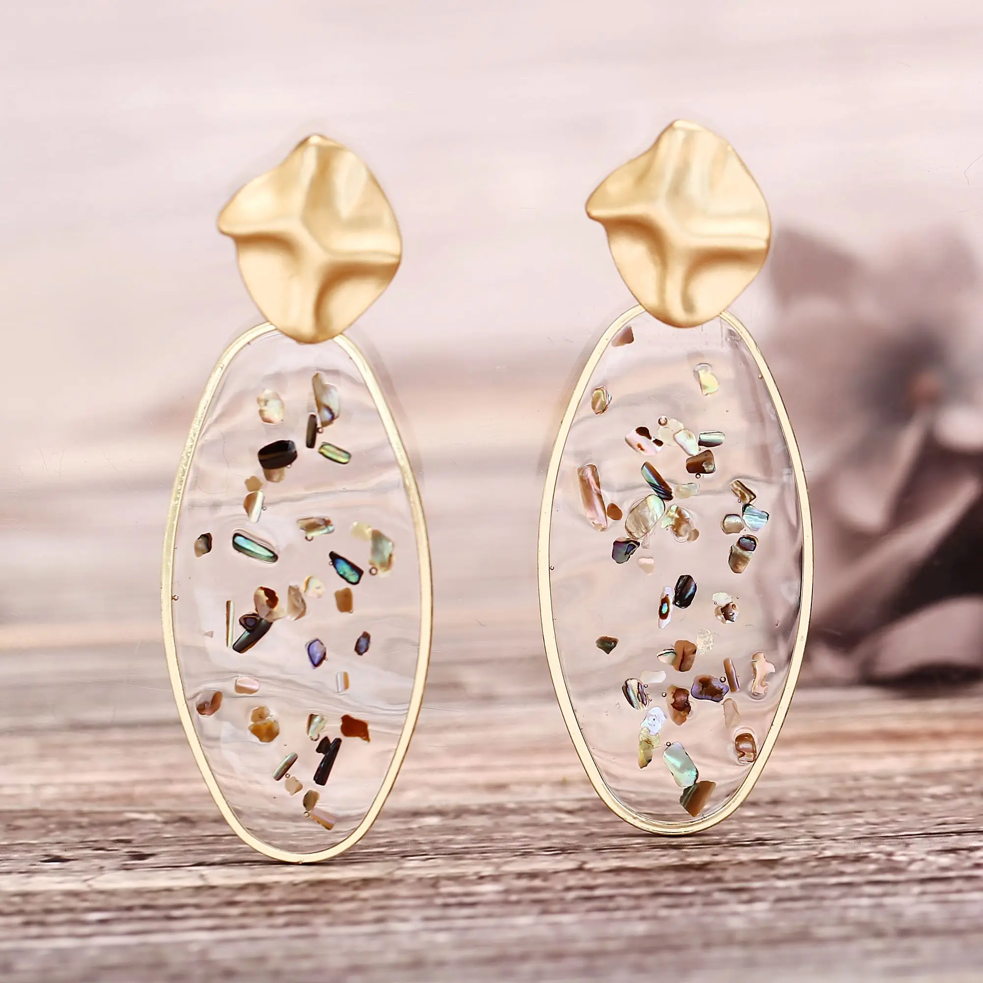 

2019 New Boho Style Fashion Shell Geometric Earring For Women Resin Dangle Earrings Oversized Trendy Jewelry For Party 1 Pair
