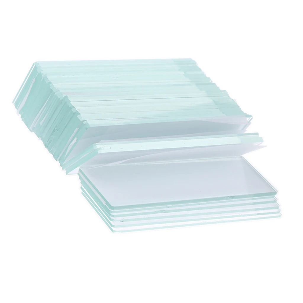 50pcs Glass Pre-cleaned Microscope Slides Ground Edge Kids Basic Biological Science Education 50pcs 1x3inch