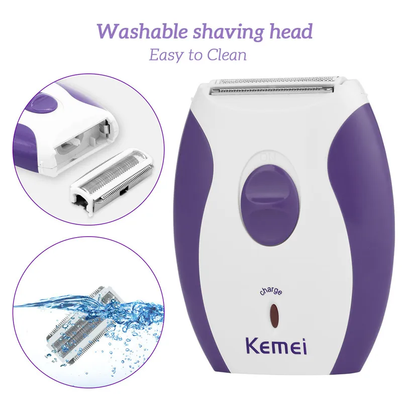 Kemei, Женский перезаряжаемый эпилятор, электробритва, бритва, шерсть, депилятор для лица, тела, удаления волос, леди, бикини, бритвенный станок