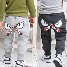 Осенняя детская одежда с рисунком; повседневные хлопковые шаровары с петельным ворсом в Корейском стиле; стиль; шаровары с большими глазами