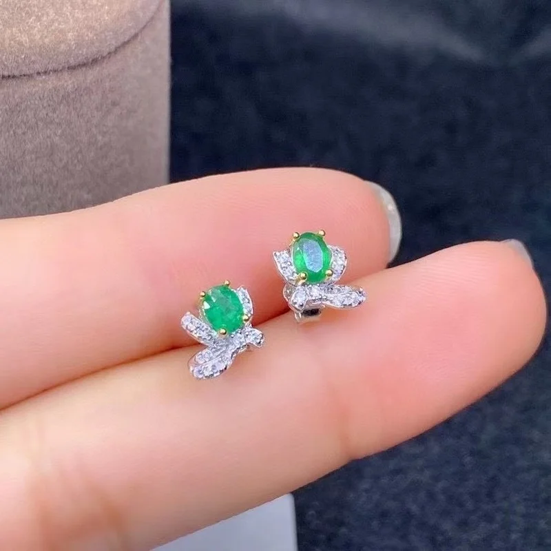 

Серьги женские из серебра 925 пробы, с изумрудом, в коробке