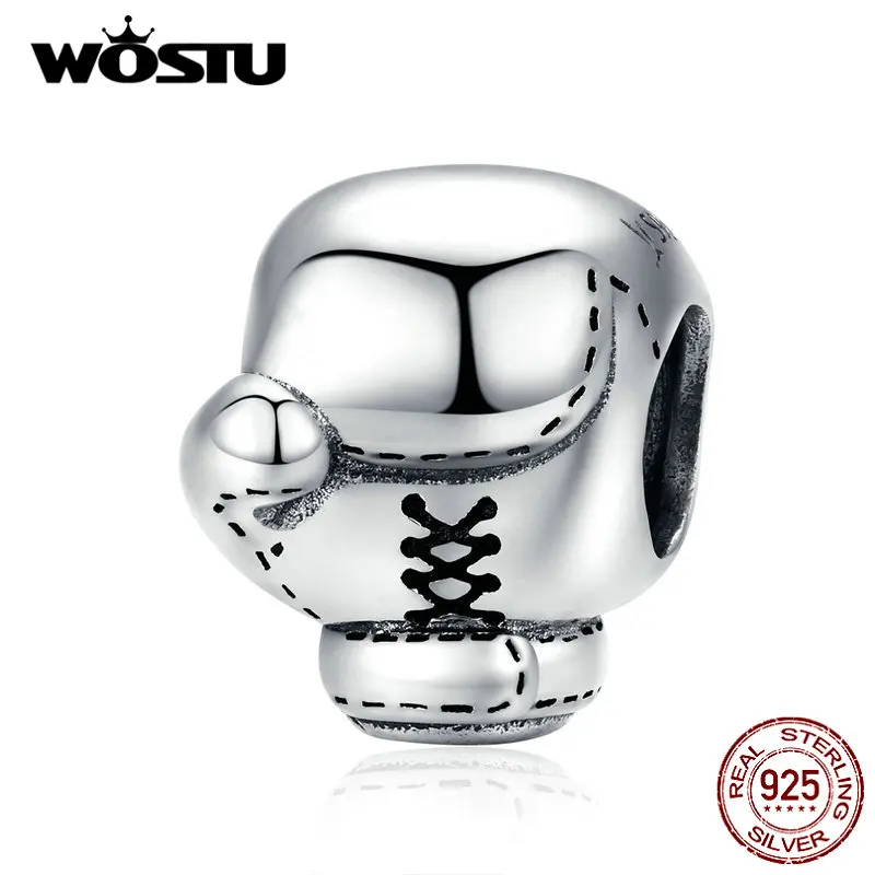 WOSTU Настоящее 925 пробы серебряные боксерские перчатки бусины талисманы подходят браслет кулон для женщин мужчин модные ювелирные изделия DXC1325