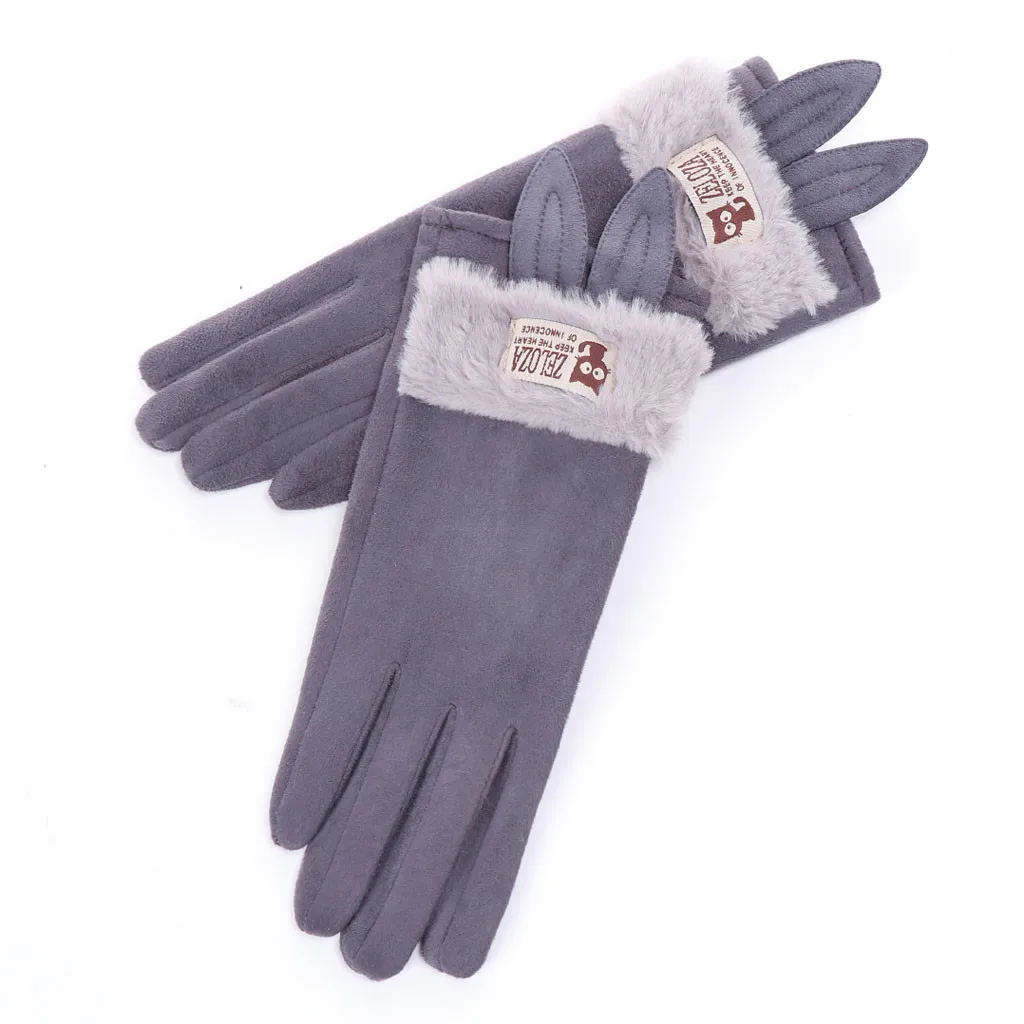Женские Зимние флисовые теплые перчатки с заячьими ушками из мультфильма, утепленные варежки, женские зимние спортивные перчатки для занятий спортом на открытом воздухе# YL5
