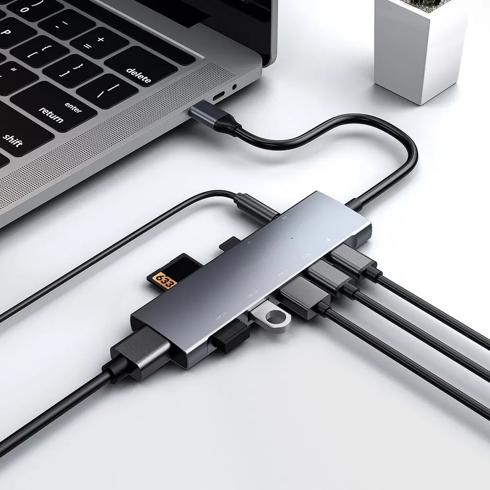 9 In 1 USB C Hub Type-C Adapter Converter With 4K USB-C To HDMI-compatible USB3.0 Card Reader Charging For MacBook | Электроника