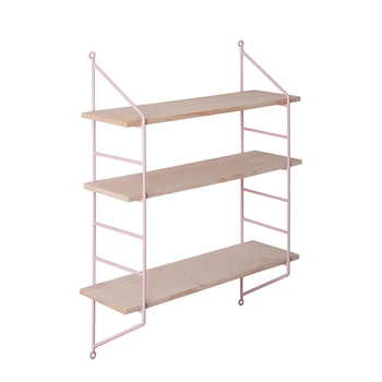 

Nordic 3 Tier Metal Wall Shelf Wall Decor Shelf Kids Room Wooden Hanging Shelf Wall Display Rack DIY Wall Decoration Holder Pink