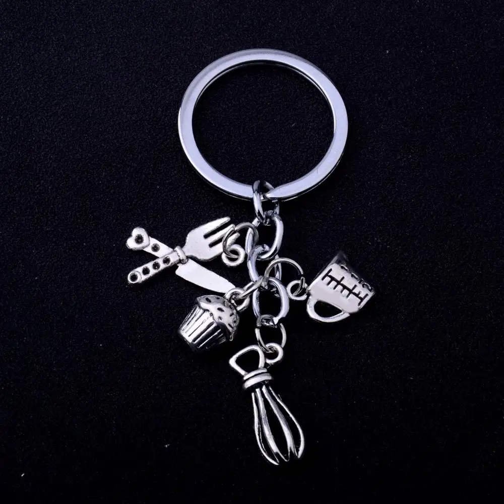 Kitchen Key Chains Knife Fork Ice Cream Kettle Power Spoon Pendant Keychains Gift For Cooks Chefs Accessories Baking Jewelry | Украшения и