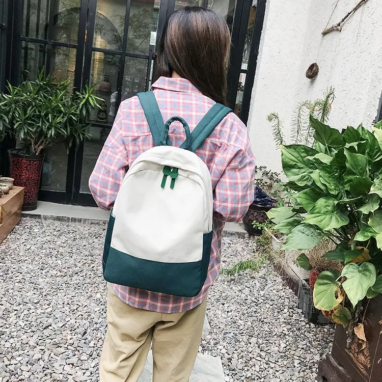 

Canvas School Bag Women's Korean-style Harajuku Ulzzang High School Students Simple Versatile INS Super Fire Backpack Backpack