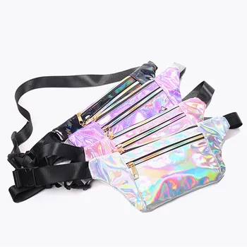 

Women Waist Bag Double Zipper Shoulders Bags Soft Sequins Waist Pack Solid Purse Mobile Phone Bag Waist Packs Bag Women