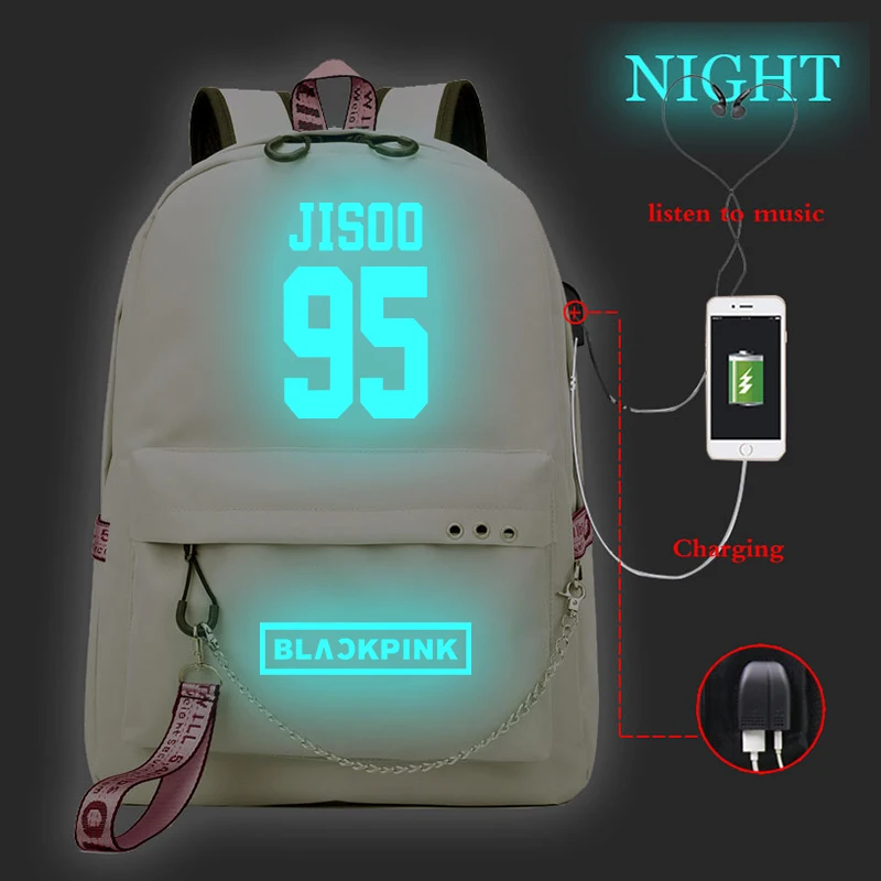 Backpack 6 Черный розовый рюкзак для школы Kpop, черный розовый JISOO Rose Lisa, рюкзаки для женщин, Корейская сумка для девочек-подростков, usb зарядка, рюкзак для ноутбука - Цвет: Backpack 6