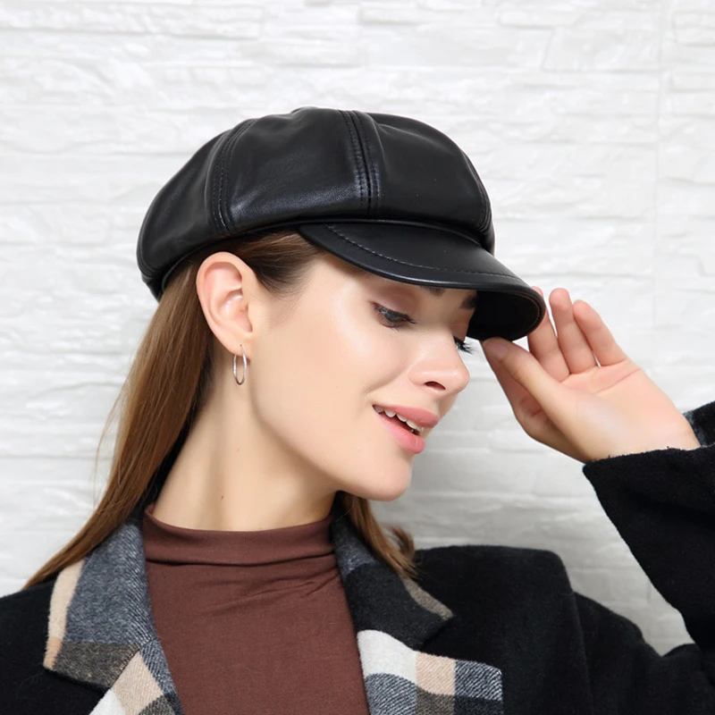 Topi Baret Kulit Asli Topi Musim Semi 