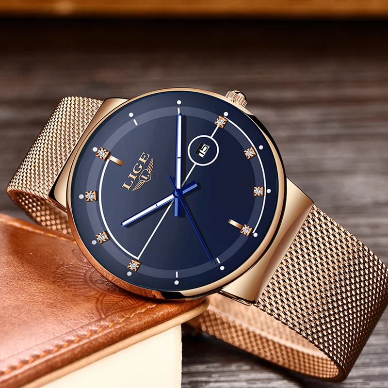 2019 Fashion Quartz Clock LIGE Mens Watches Top Brand Luxury Watch For Men Simple All Steel Waterproof Wrist Watch Reloj Hombre