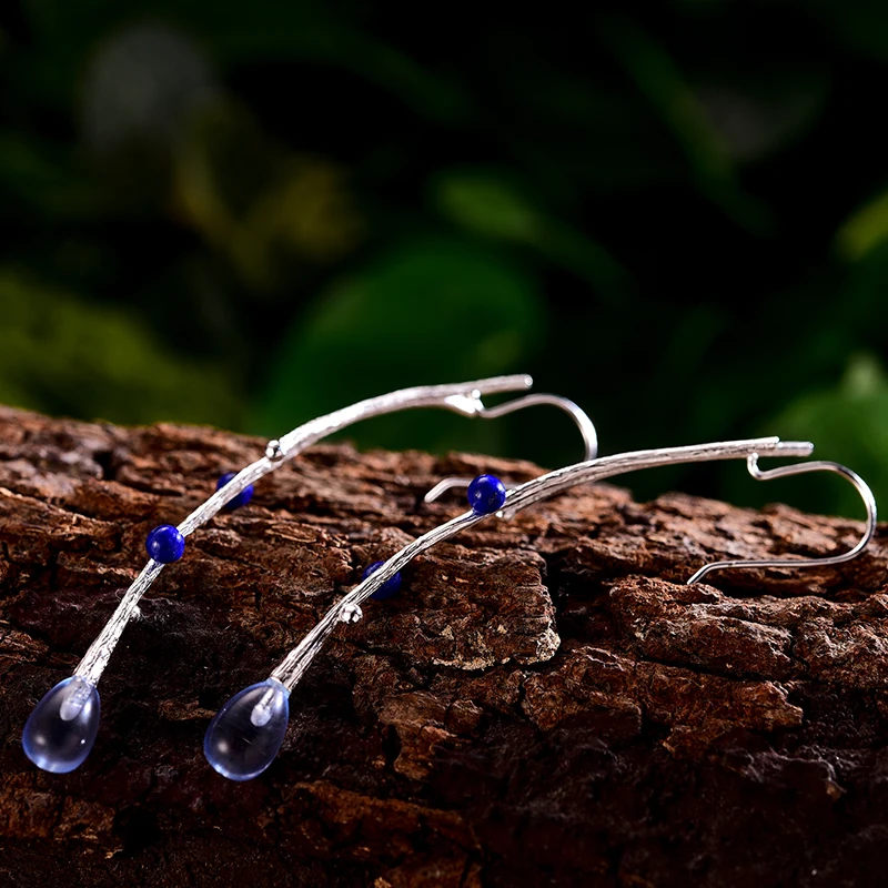 925 Sterling Silver Earrings for Women Creative Handmade Tree Branch Dangle