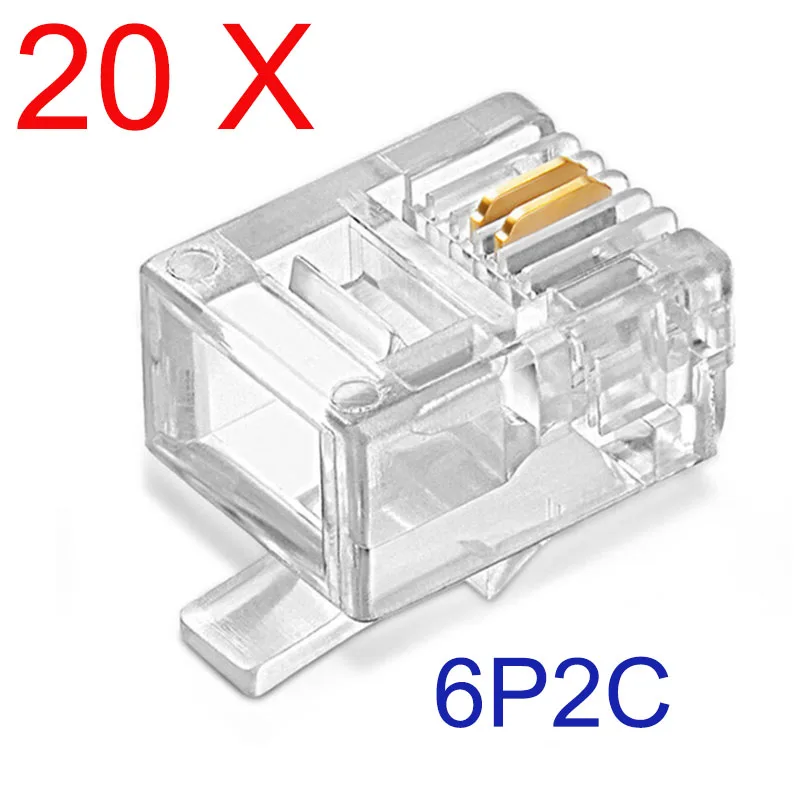 20PCS High Quality RJ11 6P2C Crystal Head Modular Plug Connector For telephone ADSL modem fax switch | Электроника