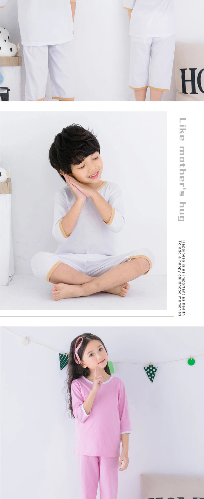 男女睡衣_春夏季韩版儿童短袖七分袖家居服空调服男女睡衣套装一件代发---阿里巴巴_09