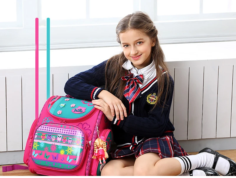 Delune мультфильм школьные сумки рюкзак для девочек мальчиков Bookbag цветочный узор детский ортопедический рюкзак