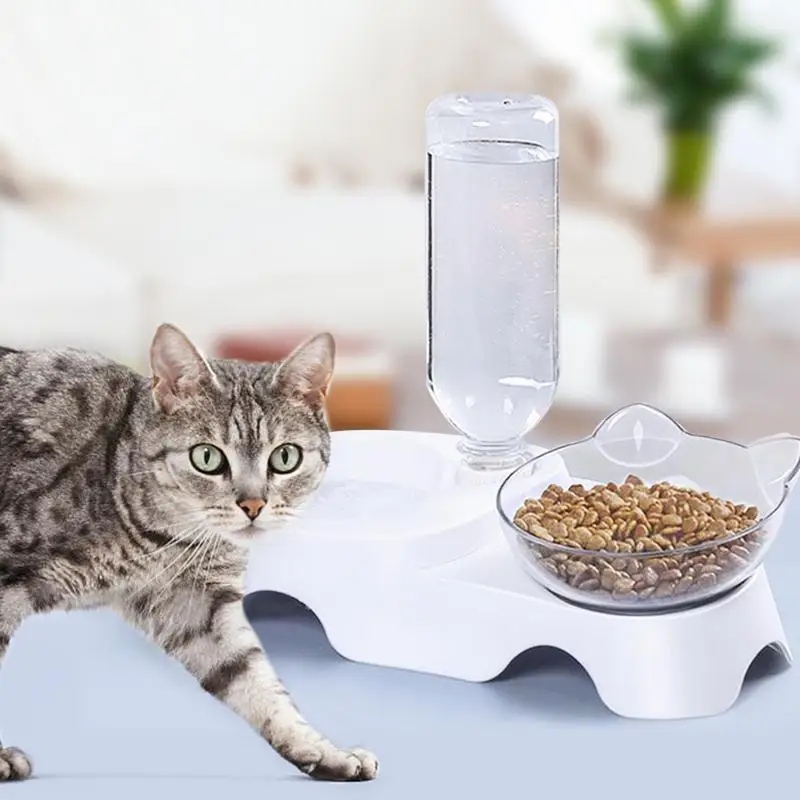 DishyKooker миска для кормления домашних животных кошачьи уши в форме косой одинарной/двойной миски для защиты шеи позвоночника для кошек