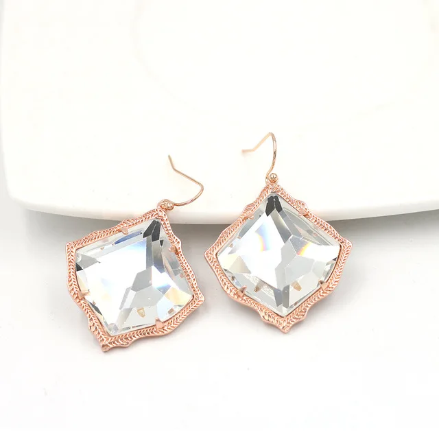Rose Clear Earrings Новое поступление года. Ожерелье с подвеской из акриловой инкрустации в виде лица Mirro. Ожерелье с подвеской в виде объемной смолы лучшего качества - Окраска металла: Rose Clear Earrings
