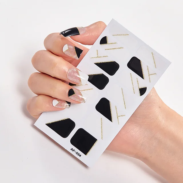 Full Cover Nail Stickers Nail Polish Nail Decoration Nails Sticker Designer Self Adhesive Nail Sticker Creative Nailart Sticker AF034
