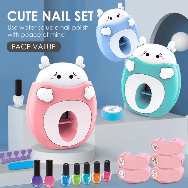 17 Pcs High Quality Kids Nail Art Kit Cute Princess Pretend Play Toys Set Nail Stamper Set Perfect Gift For Girls Education Toys 2