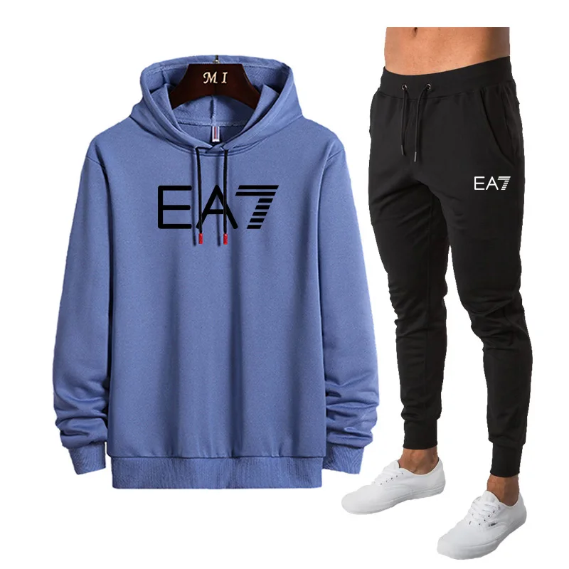 

fashion Men autumn Running Sportswear Suits Sweatshirt Sweatpants Training Hoodies And Pants 2pcs Sets Outdoor Tracksuit Coats