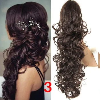 

XINRAN Synthetic Fiber Claw Clip Wavy Ponytail Extensions Long Thick Wave Ponytail Extension Clip In Hair Extensions For Women