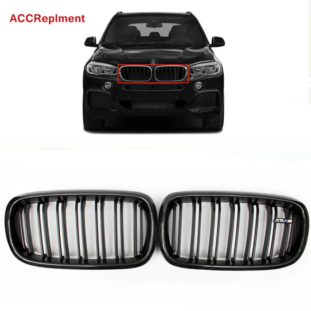 Передний бампер решетка гриль двойная планка для BMW X5 X6 F15 F16 2015 2018 углеродное