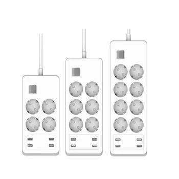 

Multiple Power Strip Surge Protector 8 AC Outlets EU Plug Socket with USB Charger 1.8m Extension Cord for Computer TV Smartphone
