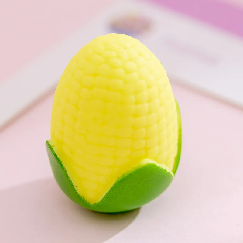 corn Mini Cute star cat Squishy squeeze sound Kawaii Heal Fun Kids Squeeze Toy for children Stress Relief Decor Silicone Cartoon Toys - Цвет: corn