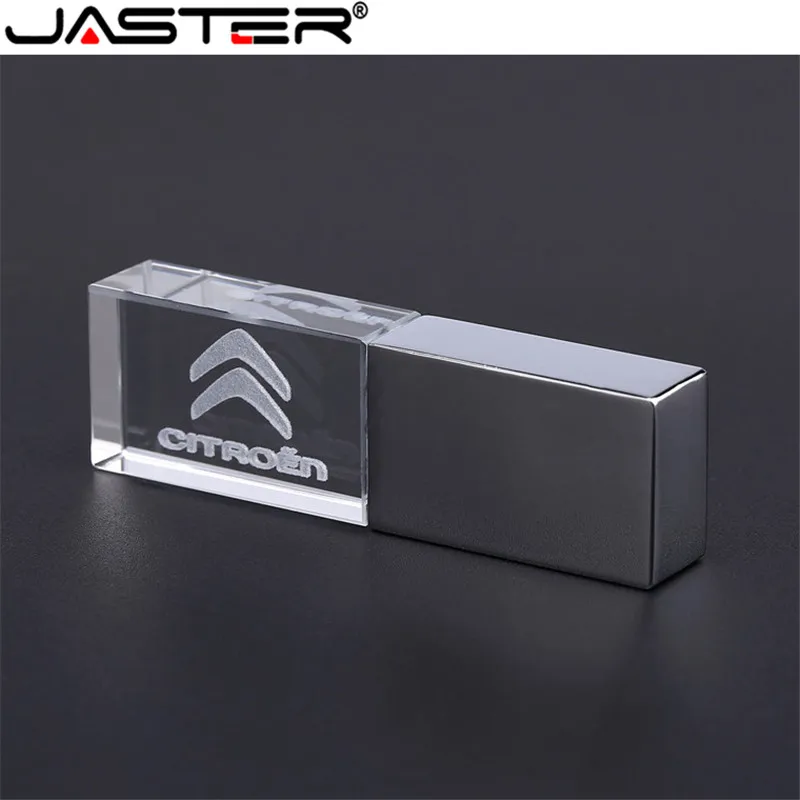 JASTER-memoria externa citroen crystal + unidad flash USB de metal, 4GB, 8GB, 16GB, 32GB, 64GB, 128GB
