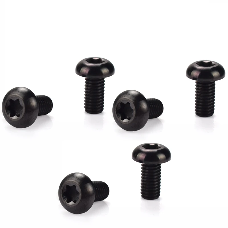 6Pcs black FMFXTR 6 шт. титановый сплав Велосипедный тормозной диск Винт дисковый тормоз горного велосипеда винт сплав сталь болт ротор - Цвет: 6Pcs black