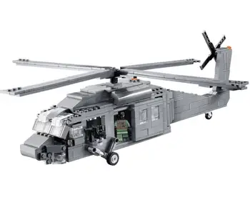 

Military USA UH-60 Black Hawk Helicopte Model Building Blocks Desert Camouflage Army Soldie Bricks Toys Gift For Children