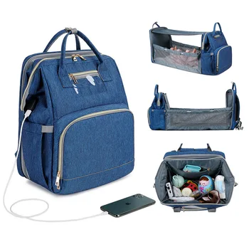 

New Folding Baby Bed Mommy Bag Multi-functional Fashion Mother And Baby Bag Large Capacity Backpack Storage Bag