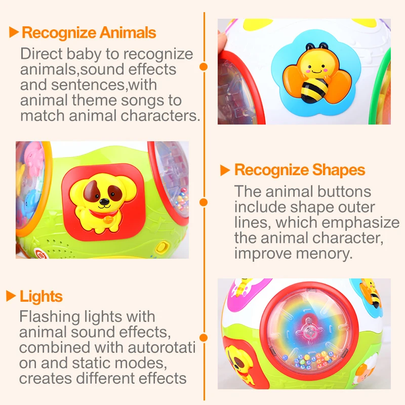  HOLA 938 Baby Toys Toddler Crawl Toy with Music & Light Teach Shape/Number/Animal Kids Early Learni - 32676283791