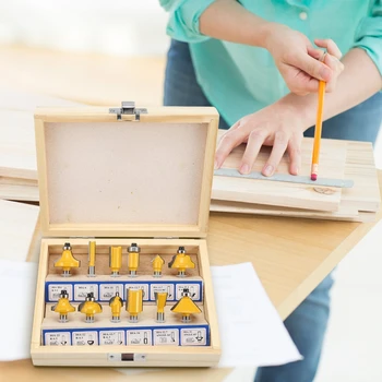 

12PCS 1/4" Shank Woodworking Router Bit Set Electric Trimmer Milling Cutter