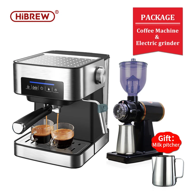 HiBREW 19 bar espresso coffee machine inox case semi automatic expresso makercafe  powder espresso maker cappuccino