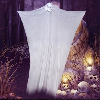 

Halloween Skull Ghost Gauze Cloak Hanging Horror Mask Haunted House Home Festival Decor Pendent Creepy Props Ornaments