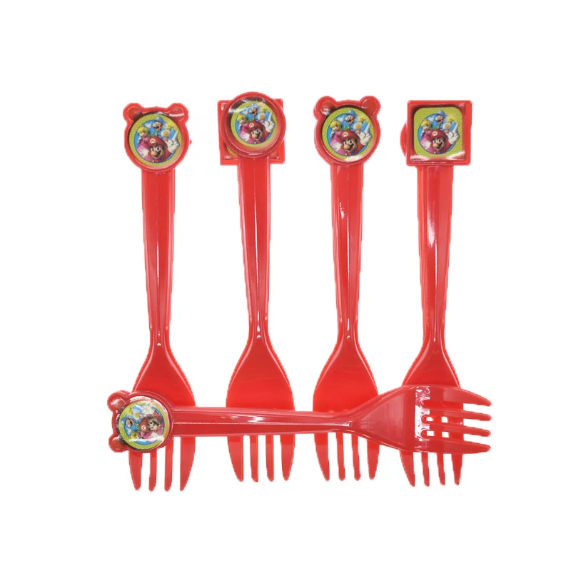 Fork 10pcs Год Супер Марио одноразовая посуда бумажные тарелки салфетки кекс Топпер детский душ вечерние принадлежности Свадебные украшения - Цвет: Fork 10pcs
